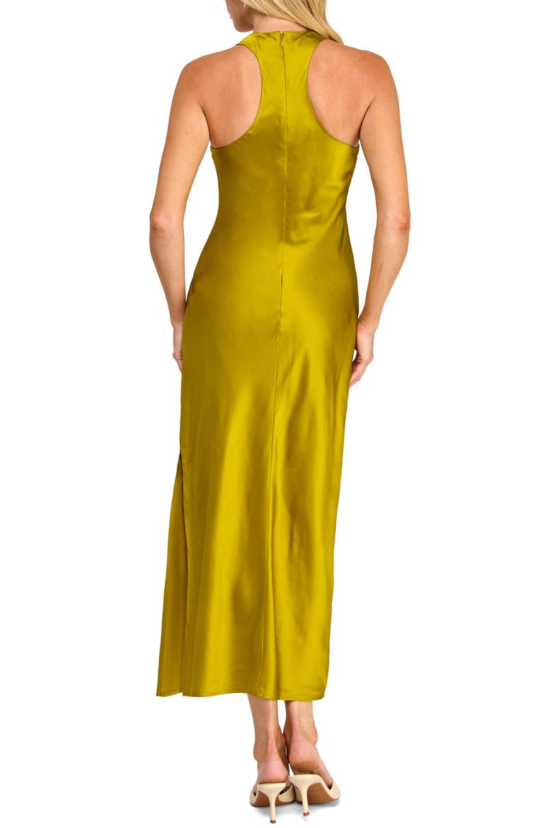 Racerback Satin Dress, Alternate, color, CHARTREUSE