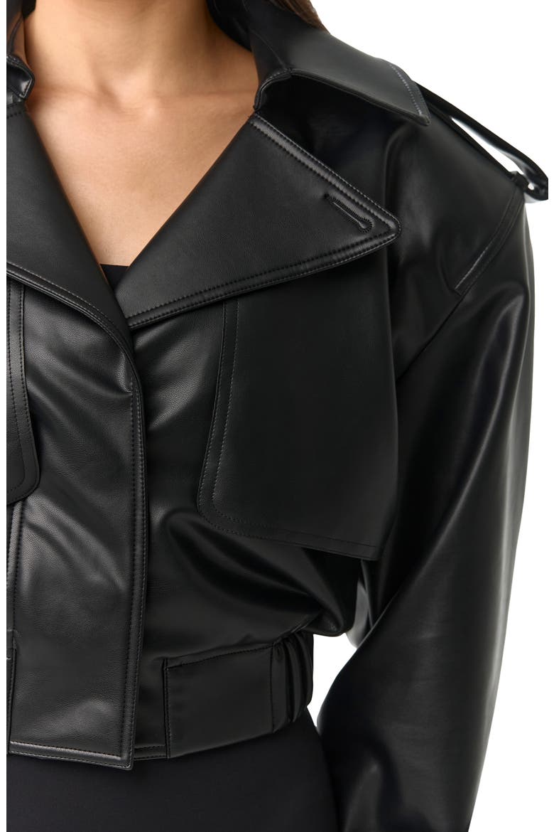 Faux Leather Crop Jacket, Alternate, color, BLACK