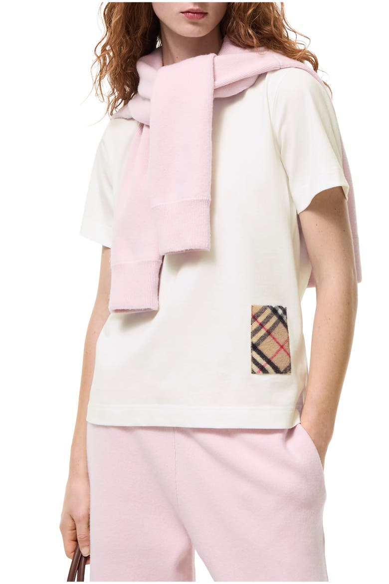 Check Label Cotton T-shirt, Main, color, Chalk white