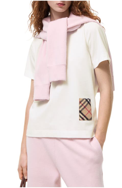 Check Cashmere Patch Cotton T-shirt