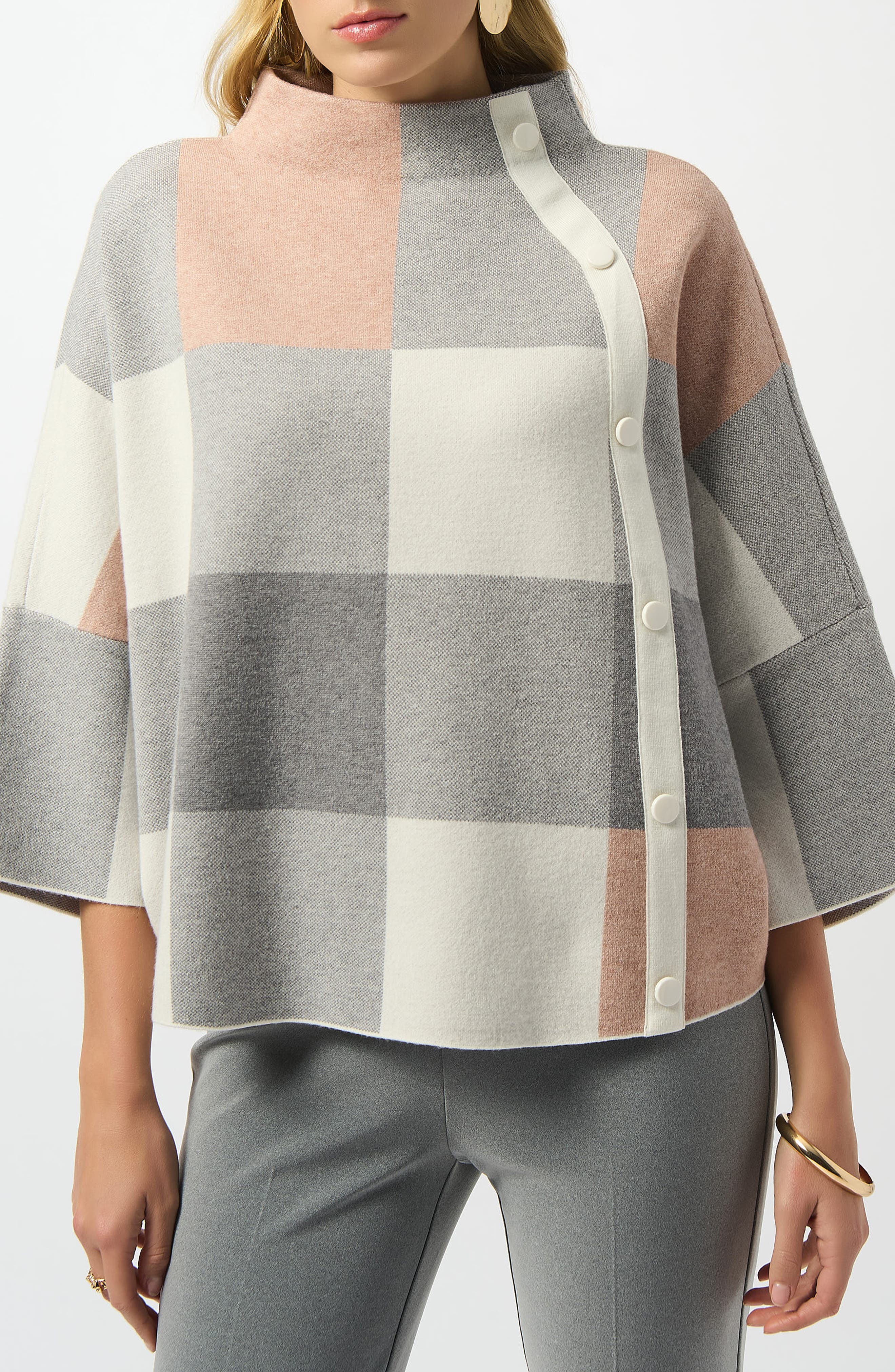 Plaid Stand Collar Sweater