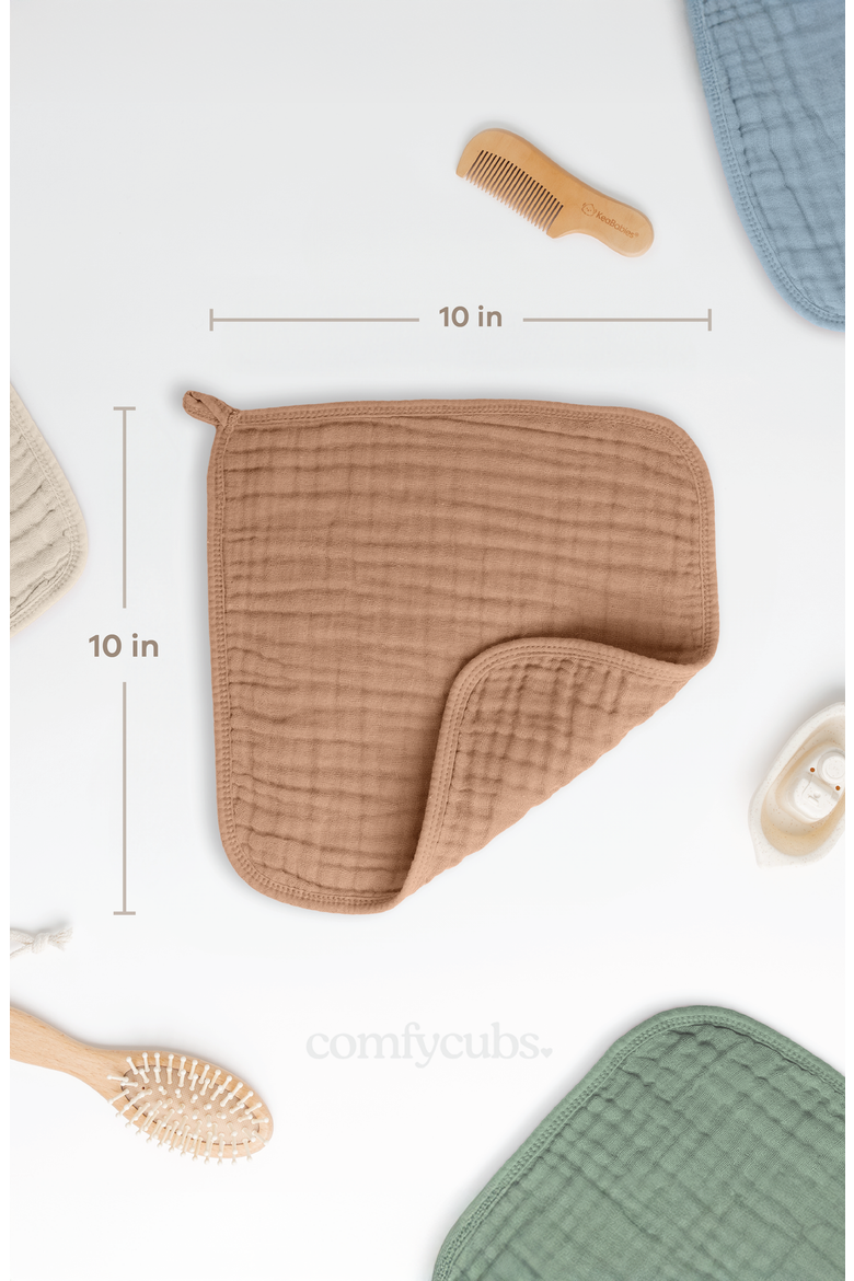 Muslin Washcloths - Pack of 6, Alternate, color, Caramel
