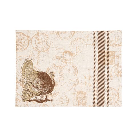 Rustic Thanksgiving Turkey 100% Polyester Set of 6 Placemats 13" x 18"