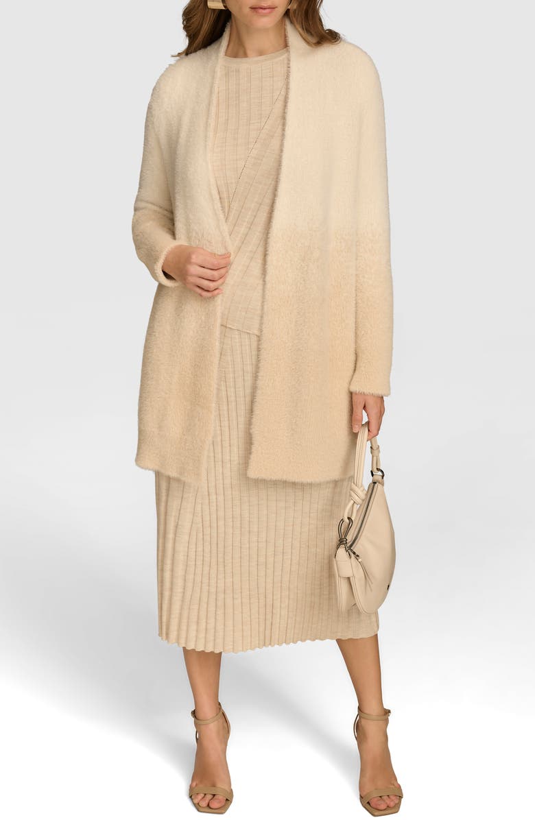 Donna Karan New York Ombré Open Front Cardigan, Alternate, color, Ivory/ Biscuit