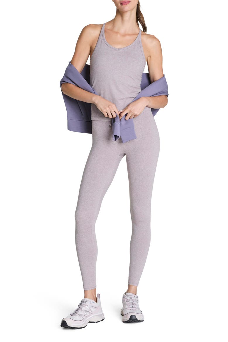 SoftStretch Rib Shelf Bra Performance Tank, Alternate, color, COASTAL FOG