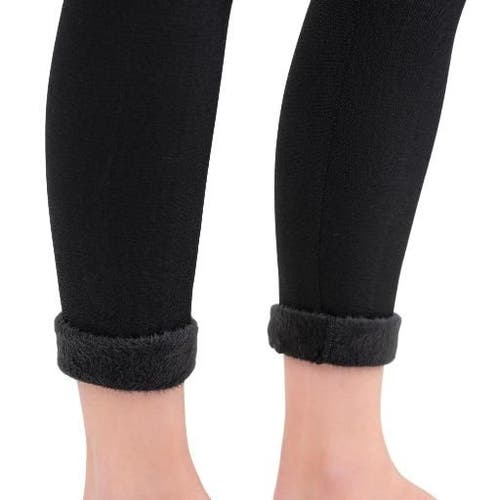 Muk Luks High Waisted Fur Lined Leggings In Black