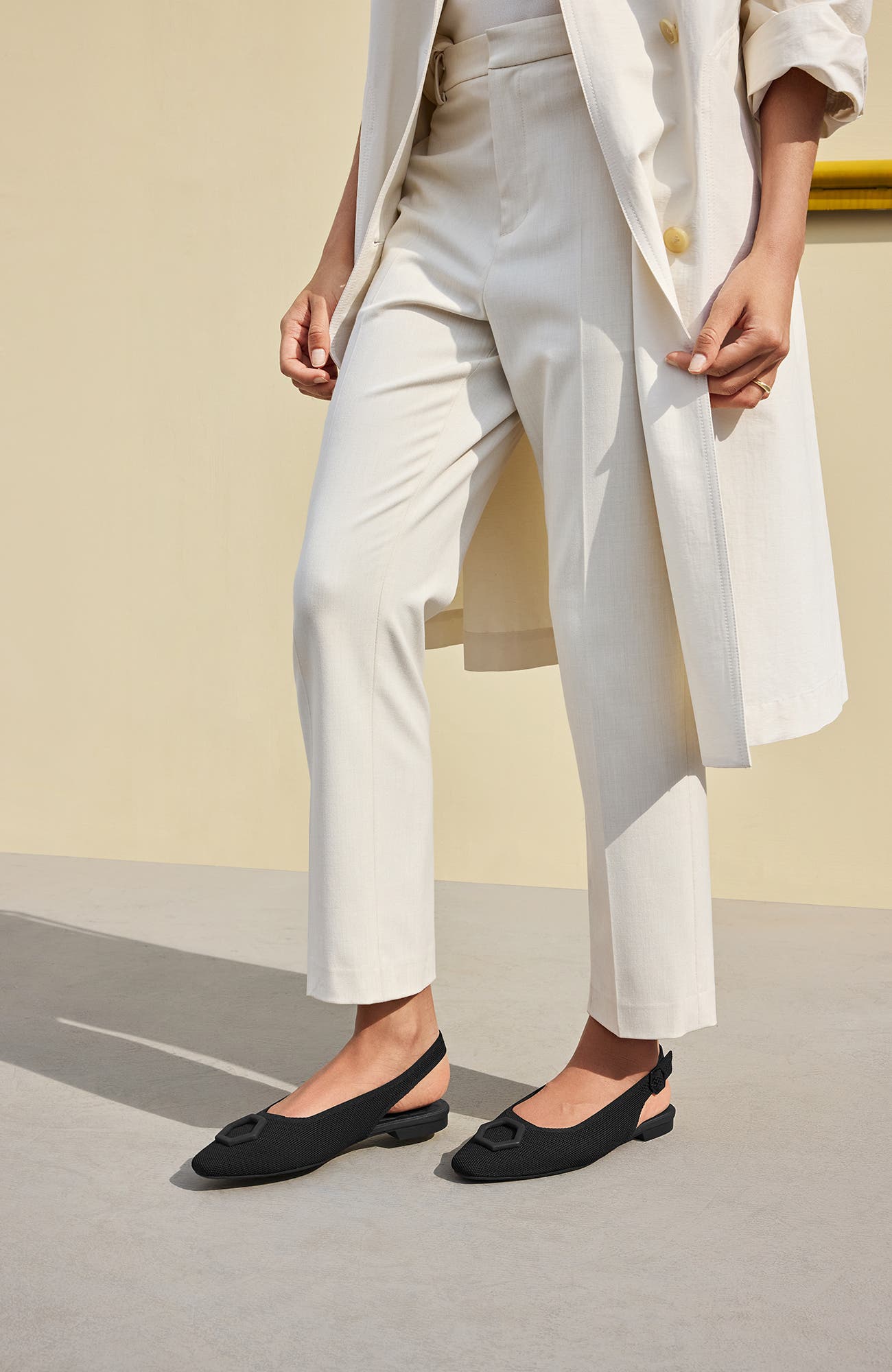 Mini Square-Toe Slingback Sandals, Alternate, color, Black