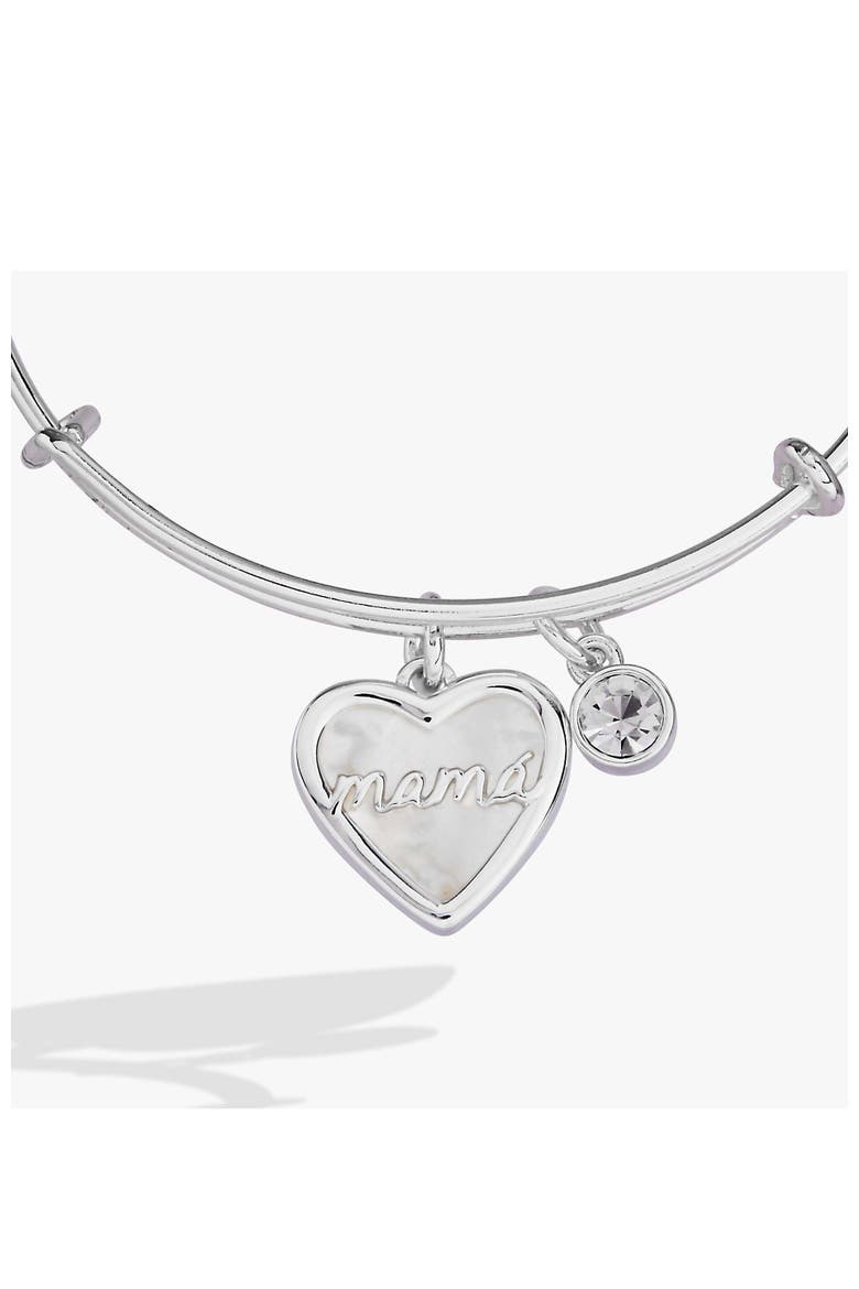 Mamá Mother of Pearl Heart Bangle Bracelet Duo, Alternate, color, Silver