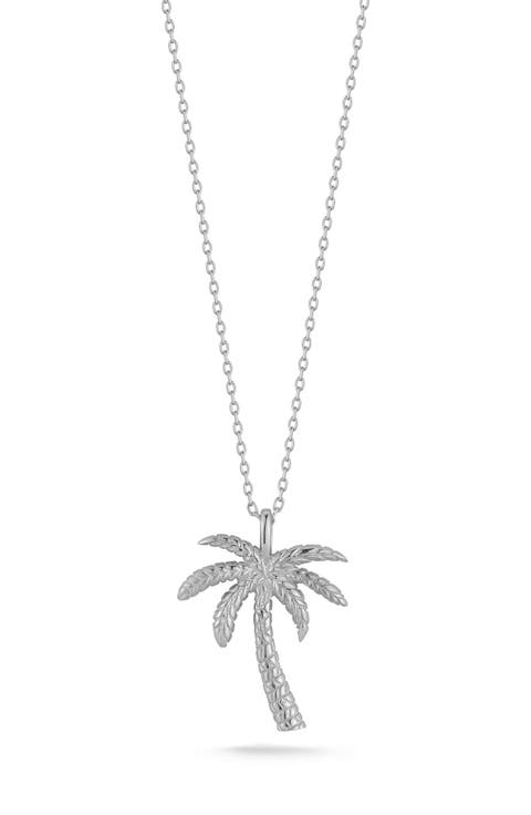 Sterling Silver Palm Tree Pendant Necklace