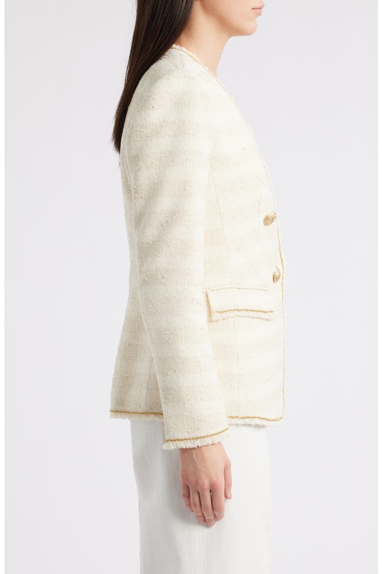 Hesper Metallic Trim Tweed Jacket, Alternate, color, BEIGE