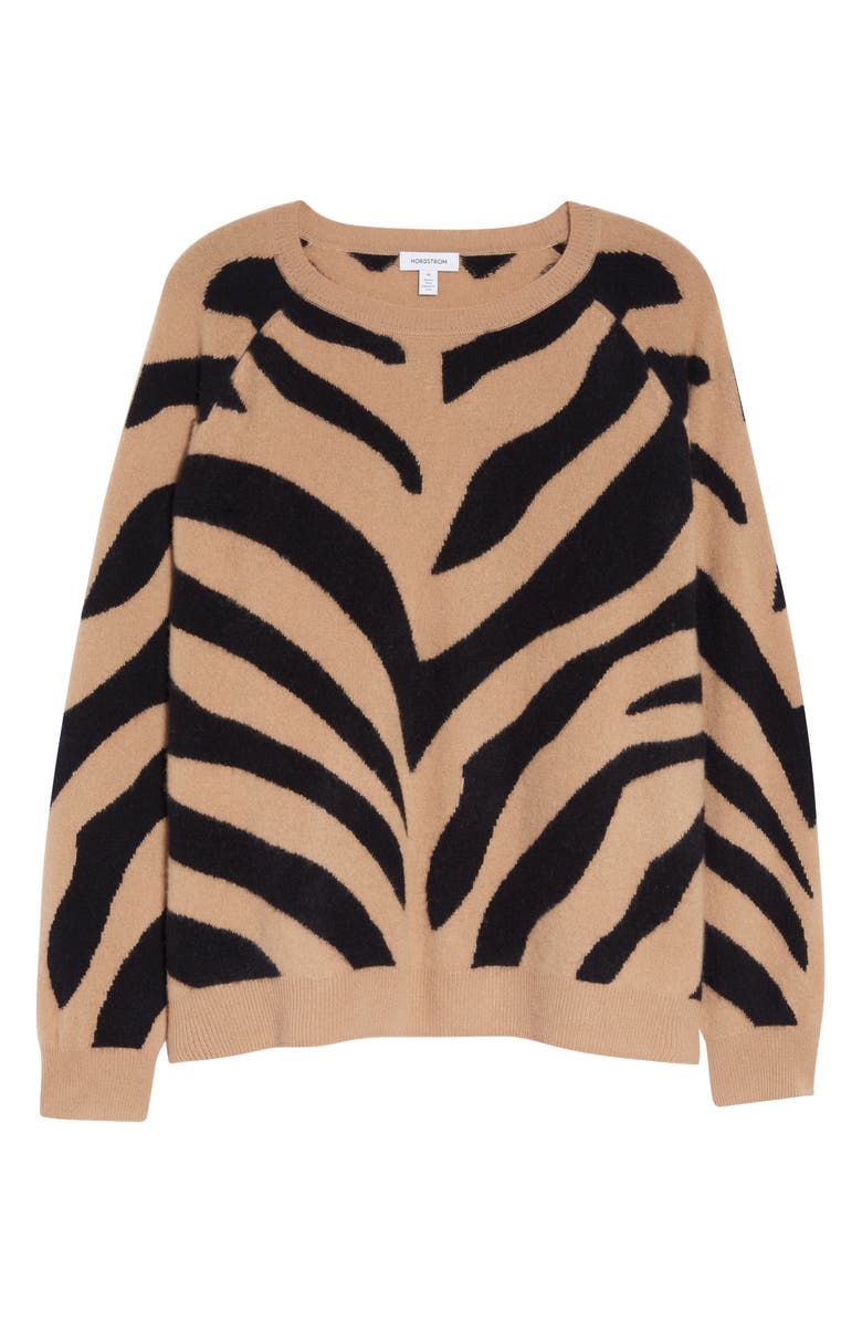 Nordstrom Zebra Pattern Cashmere Sweater, Alternate, color, 