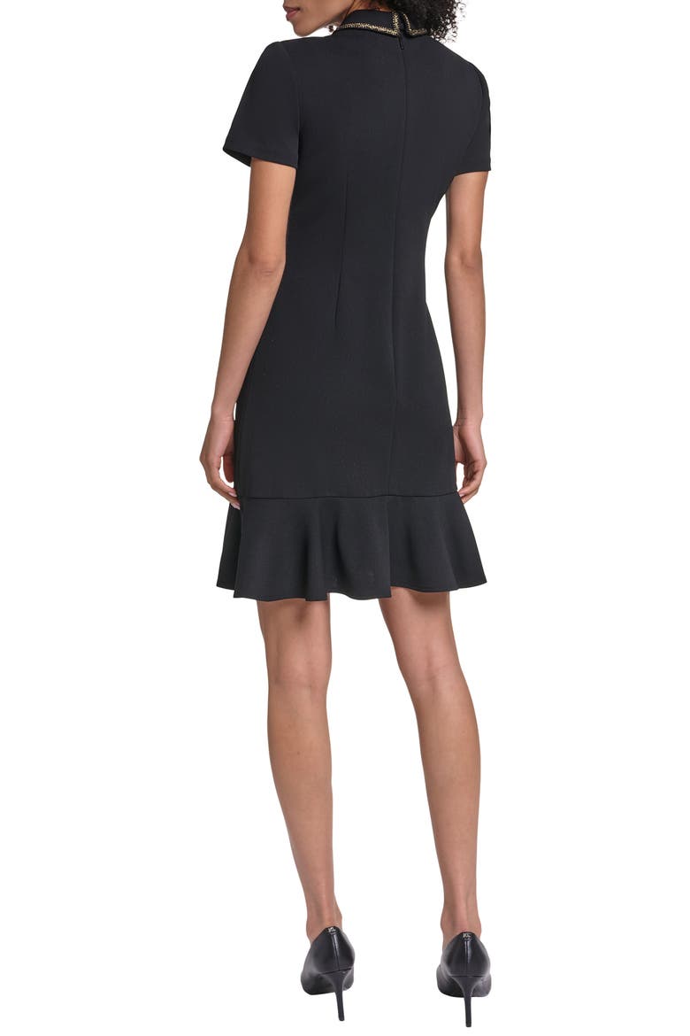 Scuba Crepe Ruffle Sheath Dress, Alternate, color, BLACK