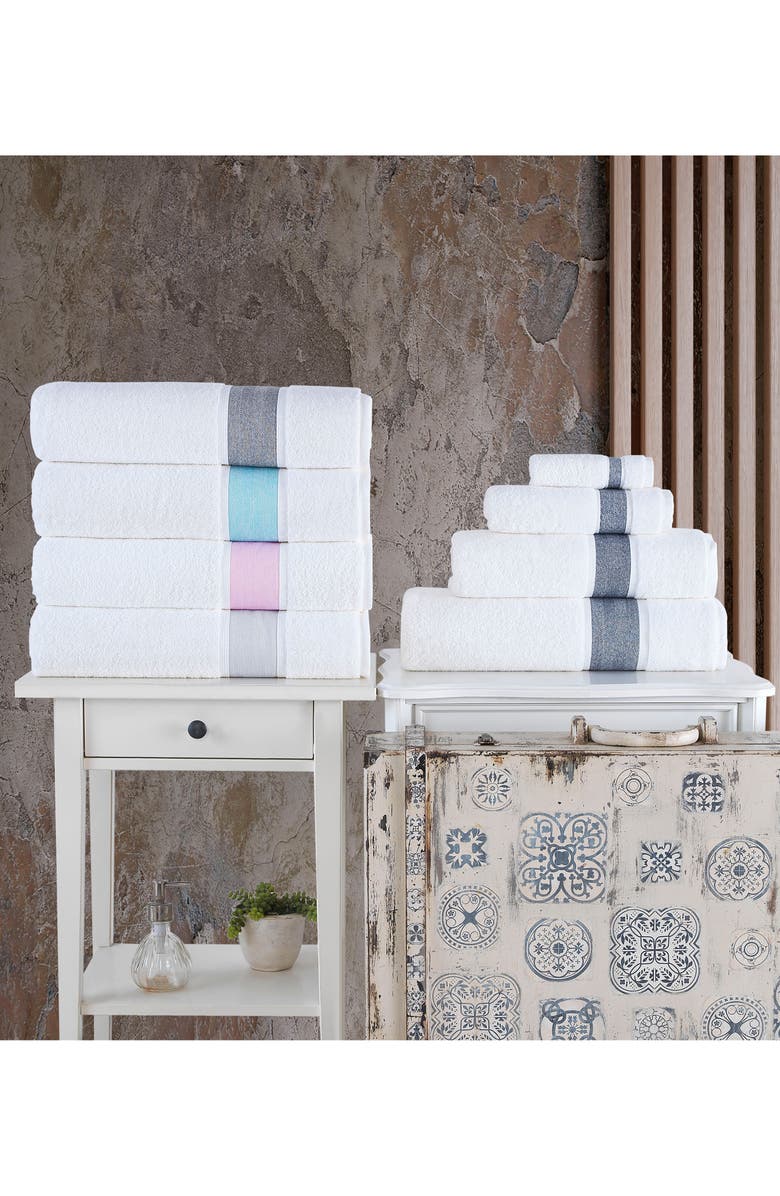 Brooks Brothers Ottoman Rolls 6-Piece Towel Set, Alternate, color, Silver/ White