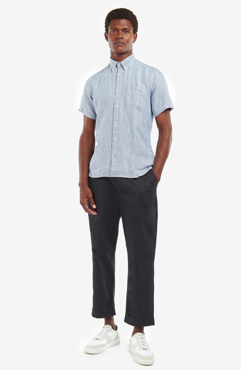 Barbour Marwood Tailored Fit Short Sleeve Button-Down Shirt, Alternate, color, Chambray