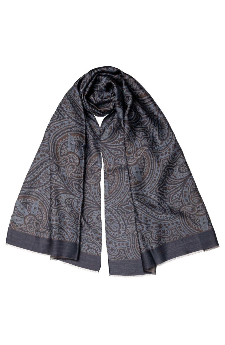 Elizabetta Leone - Wool Silk Scarf for Men, Alternate, color, Blue