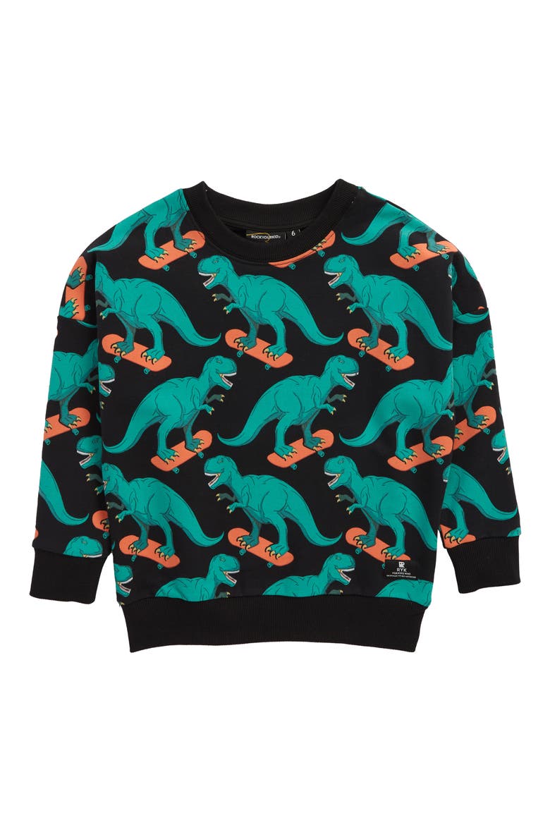 Dino Skater Pullover Sweatshirt, Main, color, MULTI