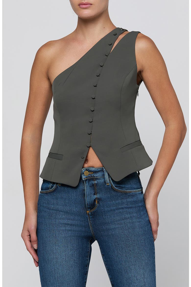 Zinnia One Shoulder Vest, Main, color, ASH OLIVE