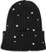 Tasha Faux Pearl Stud Beanie