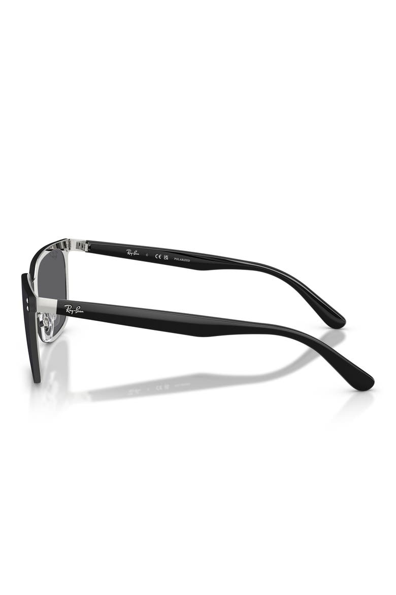 145mm Polarized Square Sunglasses, Alternate, color, SILVER / GREY POLAR