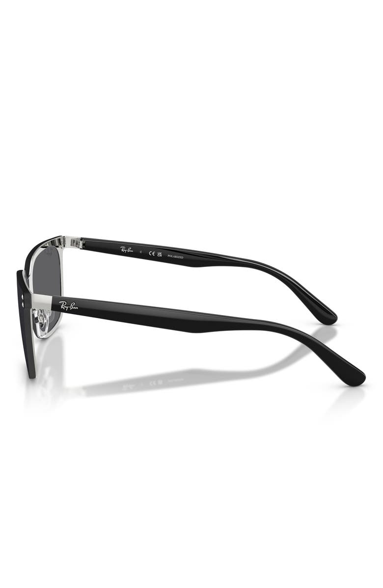 Ray-Ban 145mm Polarized Square Sunglasses, Alternate, color, Silver / Grey Polar