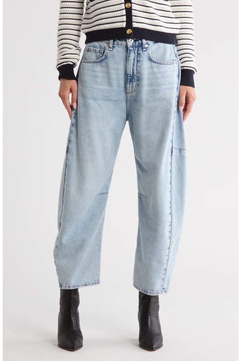 Chase Super High Waist Crop Barrel Jeans, Main, color, OCONEE