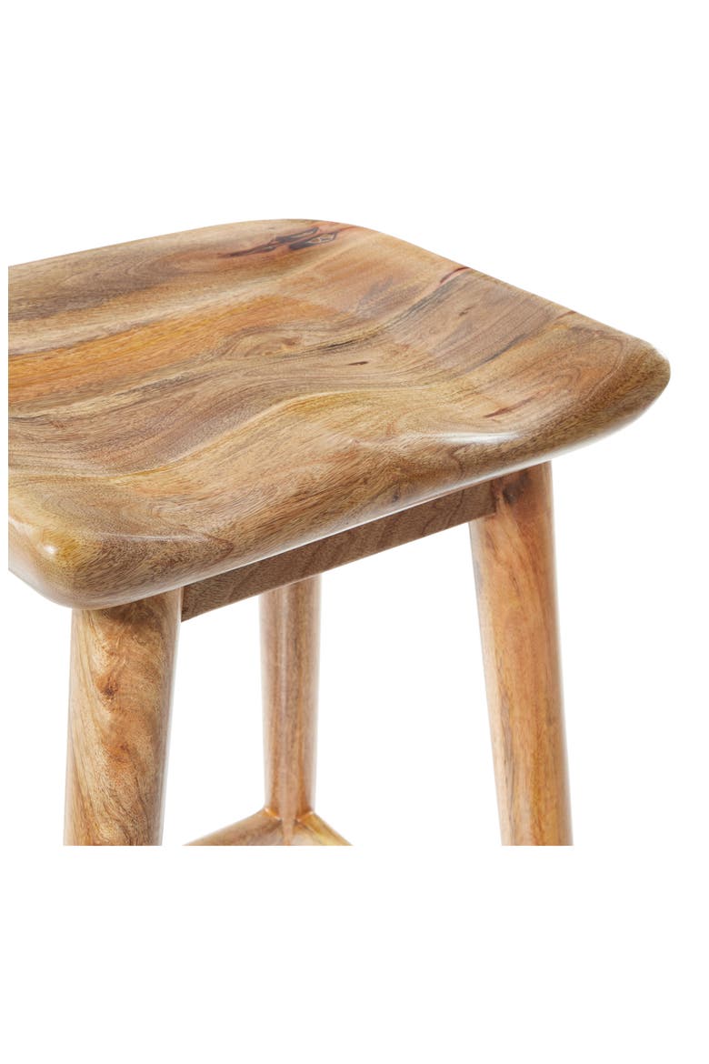 Brown Wood Bar Stool with Footrest, Alternate, color, BROWN
