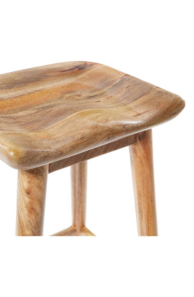 GINGER BIRCH STUDIO Brown Wood Bar Stool with Footrest, Alternate, color,