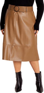 City Chic Untamed Belted Faux Leather Skirt