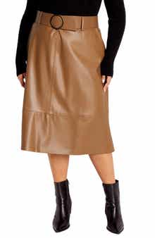 Untamed Belted Faux Leather Skirt