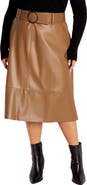 City Chic Untamed Belted Faux Leather Skirt
