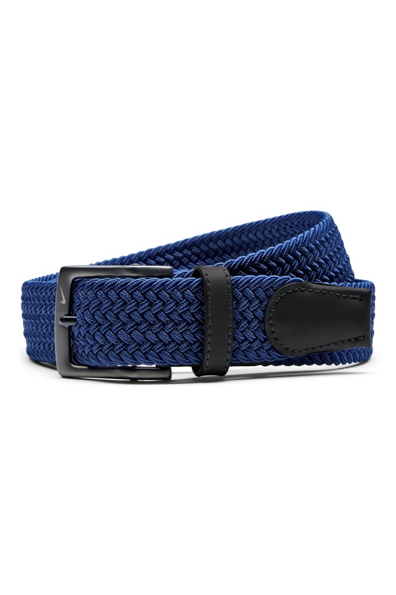 Tour Woven Stretch Belt, Main, color, NAVY