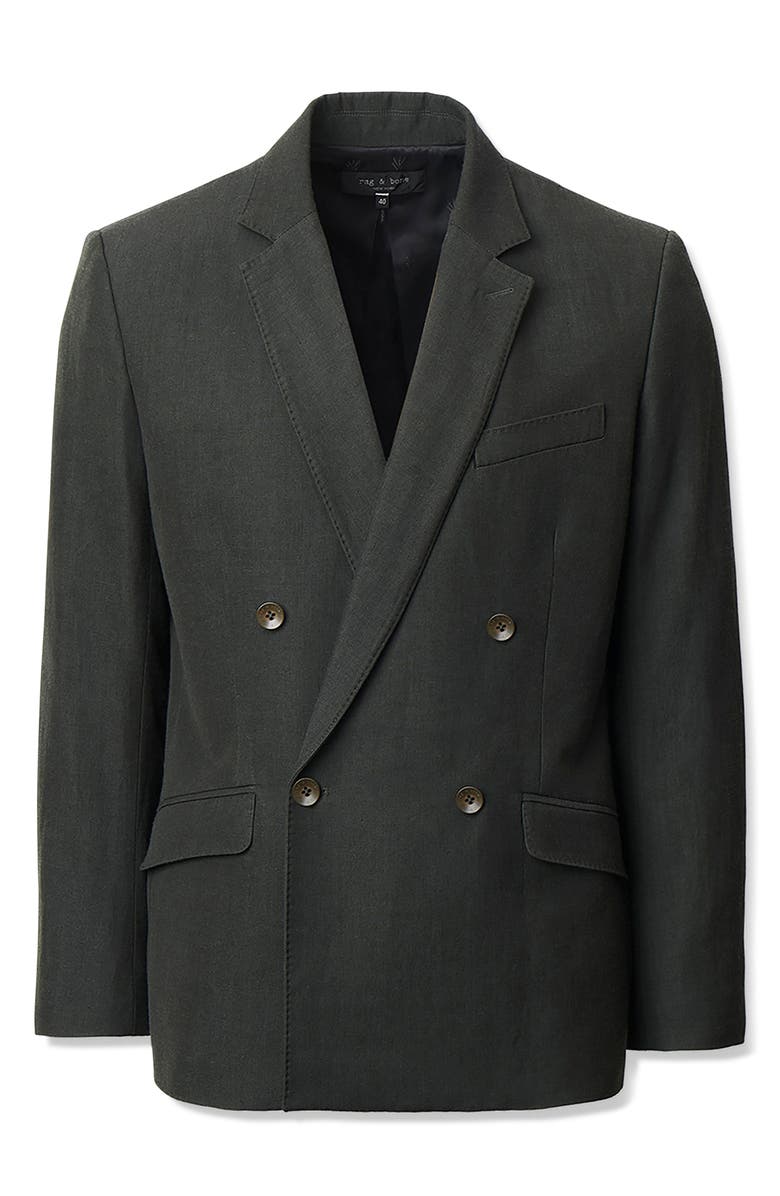 rag & bone Butler Double Breasted Wool Blend Blazer, Alternate, color, Charcoal Green