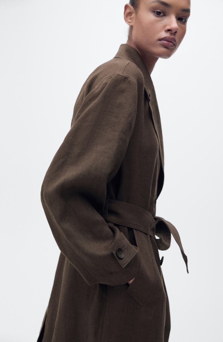 MANGO Linen Trench Coat, Alternate, color,