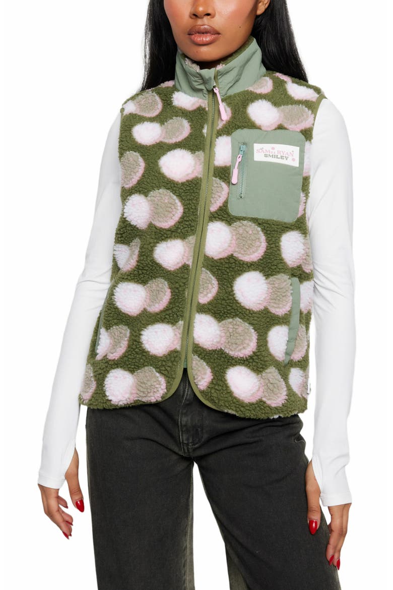 JACQUARD faux shearling VEST, Alternate, color, GREEN