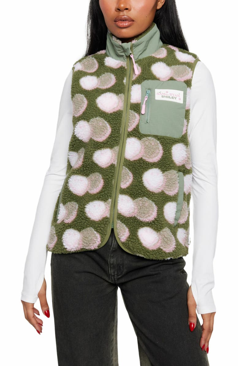 Samii Ryan JACQUARD faux shearling VEST, Alternate, color, Green