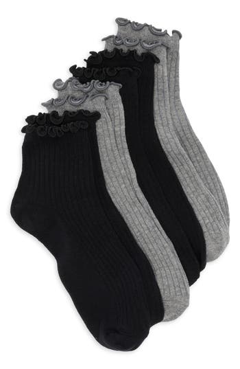 Honeydew Lettuce Edge 4-pack Ankle Socks In Black