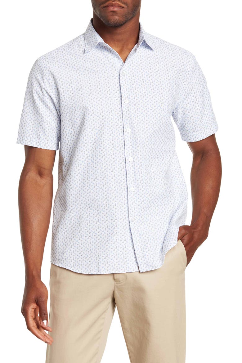 Crater Short Sleeve Woven Shirt, Main, color, BLUE
