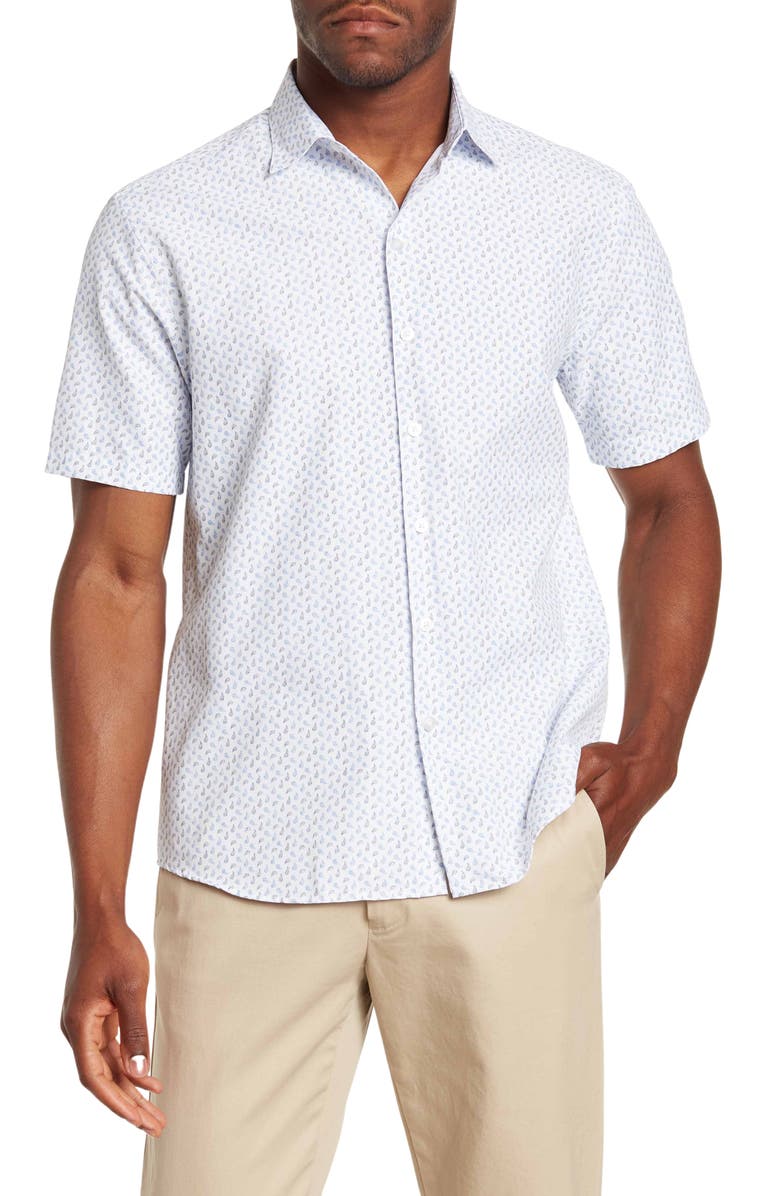 WESTZEROONE Crater Short Sleeve Woven Shirt, Main, color, 
