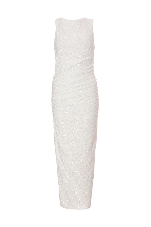 Quiz Textured Sequin Knot Shoulder Maxi Dress In Cream