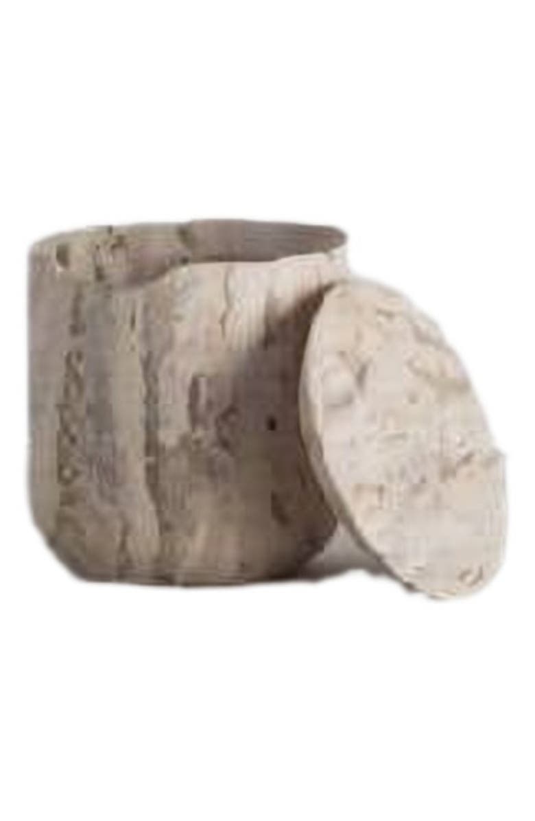 AndJacob Decor Less Is More Low Container, Alternate, color, Travertine Marble