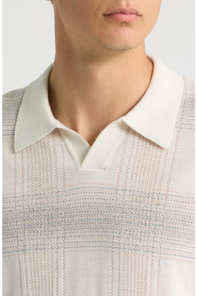 Lamoroso Striped Merino Wool Polo Sweater, Alternate, color, OPEN WHITE