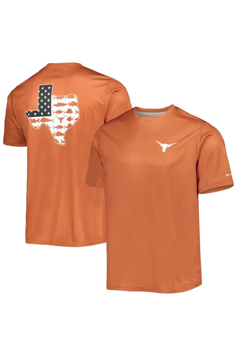 Men's Columbia Texas Orange Texas Longhorns Terminal Tackle Omni-Shade T-Shirt, Main, color, Burnt Orange