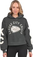 STARTER Women's Starter Heather Charcoal Kansas City Chiefs Star Player Cropped Fleece Pullover Hoodie