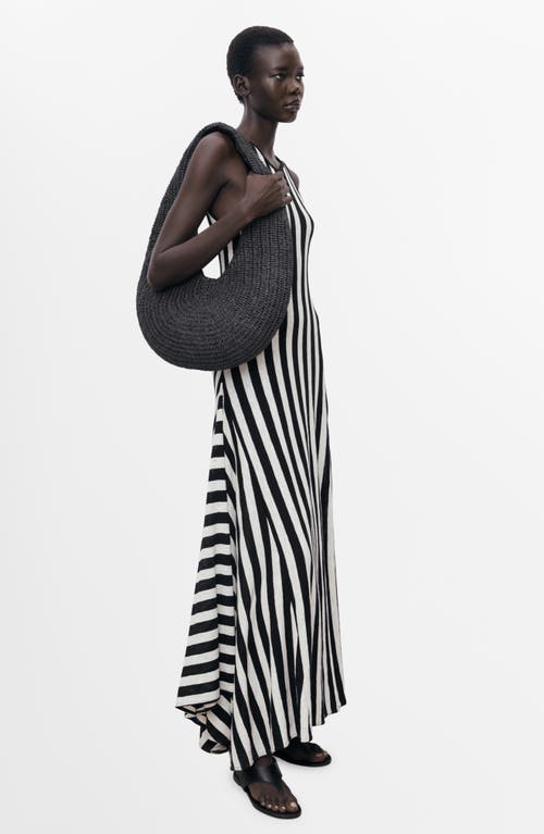 Mango Asymmetric Sleeveless Knit Maxi Dress In Black