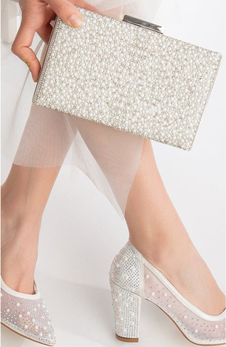 Forever & Always Shoes Klara Pearl Bridal Clutch, Alternate, color,