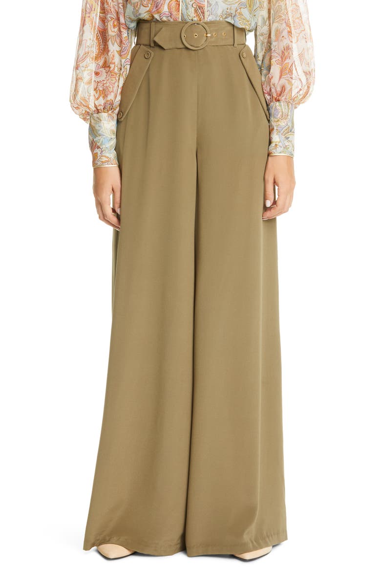 Wide Leg Silk Pants, Main, color, FENNEL