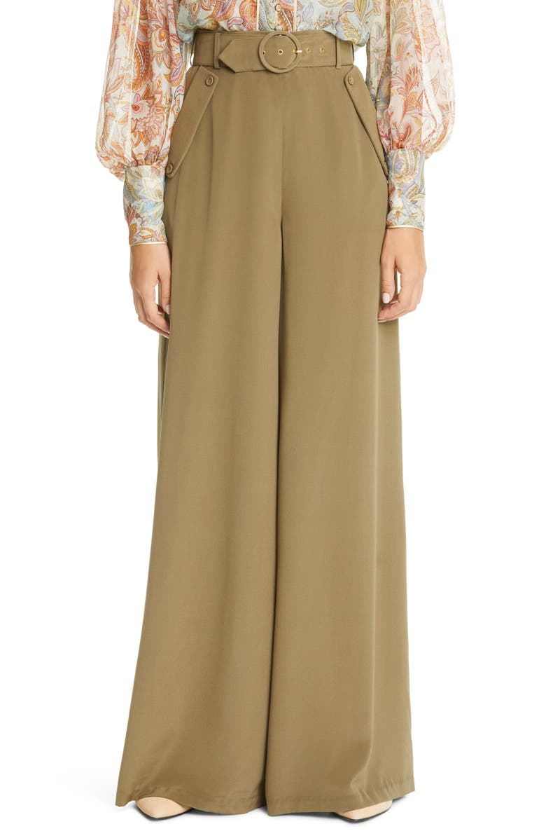 Zimmermann Wide Leg Silk Pants, Main, color, 