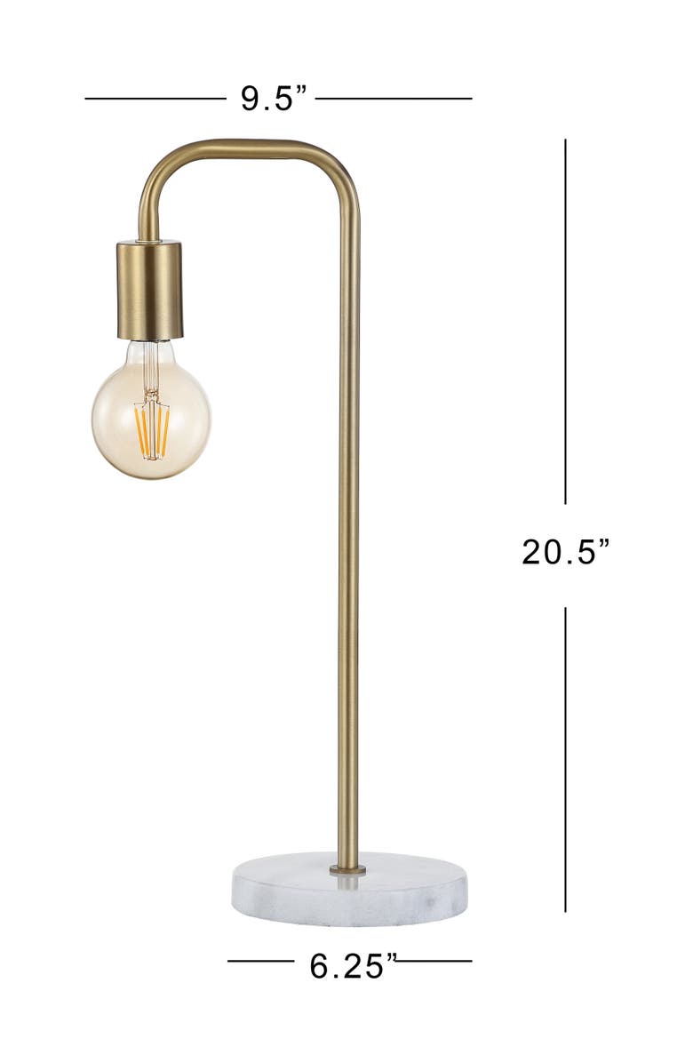 JONATHAN Y Axel 20.5" Minimalist Glam Gold Pipe Metal/Marble LED Table Lamp, Brass Gold, Alternate, color, Brass Gold/White