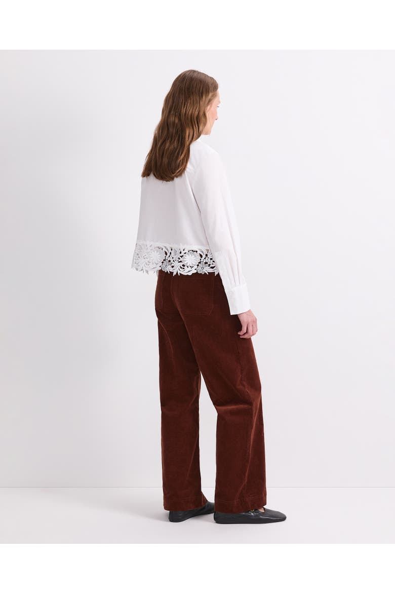Gracie Cropped Lace Shirt, Alternate, color, White