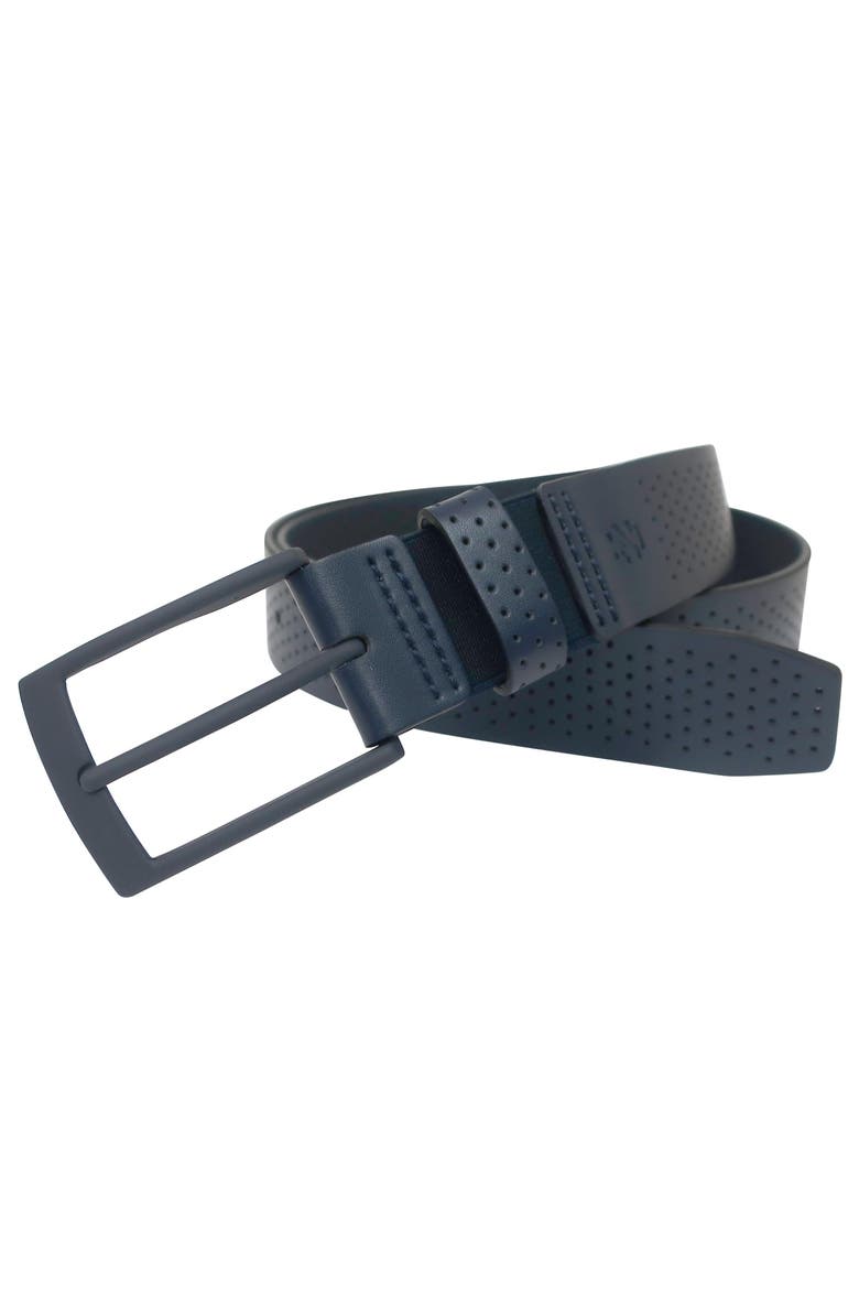Comfort Stretch Perforated Leather Golf Belt, Main, color, Navy
